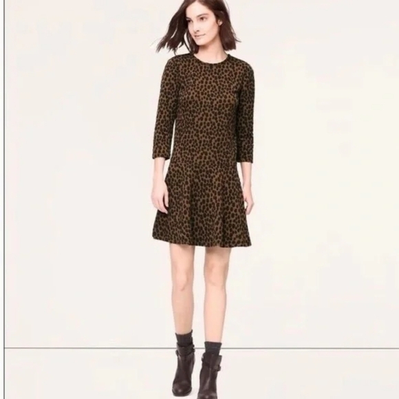 LOFT Leopard Print Drop Waist Dress - Picture 9 of 10
